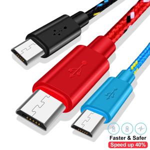 마이크로 USB 충전 케이블, 데이터 동기화, 나일론 편조 마이크로 USB 데이터 코드, 삼성, 화웨이, 샤오미, 안드로이드, 2.4A, 0.5m, 1m, 2m, 3m