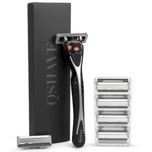 QSHAVE 블랙 스파이더 맨 수동 그레이트 쉐이빙 면도기 면도기 (1pc 핸들, 6pc X6 블레이드)