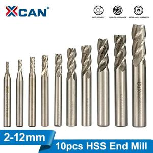 XCAN HSS 밀링 커터 4 플루트 엔드 밀, CNC 기계 밀링 도구 라우터 비트, 금속 커터 알루미늄 밀링 비트용, 2-12mm, 10 개