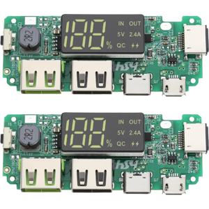 과충전 과방전 단락 18650 리튬 배터리 충전기, 듀얼 USB 회로 기판, 디지털 LCD 디스플레이 모듈, 5V 2.4A, 2 개