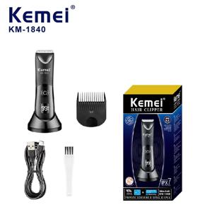 KEMEI 남성용 전문 헤어 클리퍼, 방수 전기 헤어 트리머 세트, 충전식 이발기, LCD 디스플레이