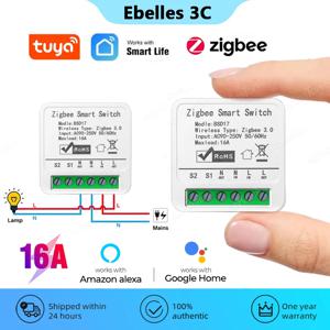 ZigBee3.0 스마트 스위치, 투야 스마트 홈 자동화, 미니 DIY 차단기, 릴레이 모듈, 음성 작동, 알렉사 구글 스마트 라이프 앱, 16A