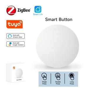 Tuya Zigbee 스마트 푸시 단추 무선 스위치, 배터리 포함, 리모컨 자동화 시나리오 스위치, Zigbee 게이트웨이 작동