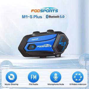 Fodsports M1-S Plus헬멧 인터콤 오토바이, 블루투스 헤드셋 인터폰, 음악 공유, FM 라디오, 8 라이더 2000M