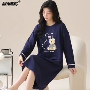 M-5XL 플러스 사이즈 여성용 긴 잠옷 풀오버, 느슨한 브래지어, 패딩 잠옷, 캐주얼 코튼 잠옷, 레저 셔츠, 가을 용수철