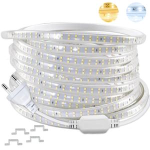 LED 스트립 EU 플러그 2835 유연한 리본 조명, 가정용 주방 야외 정원 장식 조명, 방수 LED 테이프, 220V, 1-30m