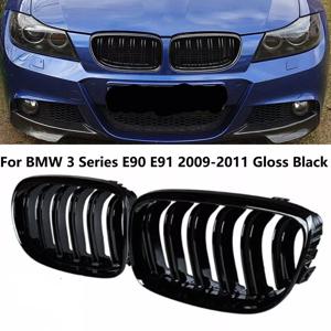 자동차 앞 범퍼 키드니 레이싱 그릴, 더블 슬랫 스포츠 그릴, BMW E90 E91 3 시리즈 LCi 320i 325i 330i 2009-2013, 1 쌍