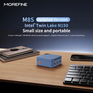 MOREFINE 미니 PC M8S 트윈 레이크 인텔 N150 윈도우 11 프로 12G LPDDR5 4800MHz SSD 512G 포켓 게이밍 PC 데스크탑 컴퓨터, 2 LAN 1000M