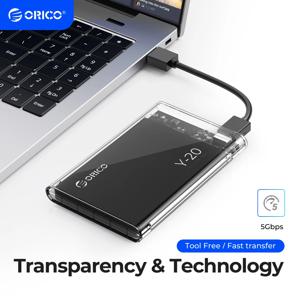 ORICO 투명 HDD 케이스 SATA-USB 3.0 하드 드라이브 케이스, 외장 2.5 인치 HDD 인클로저, HDD SSD 디스크 케이스 박스 지지대 UASP