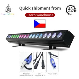 LED 바 DMX 18x18W RGBWA UV 6 in 1 벽 워시 라이트 스트립, DMX 라인 바 라이트, 실내 플로우 조명 효과