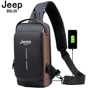 JEEP BULUO 브랜드 남성용 가슴 슬링백, 오토바이 크로스바디 숄더백, 도난 방지 여행 팩, 남성 패션, 고품질, 신제품