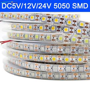 SMD 5050 LED 스트립 조명, TV 백라이트, IP20, IP65 방수, 차가운 따뜻한 흰색, 4000K RGB 테이프, 장식용 리본, 5m, DC5V, 12V, 24V