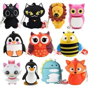 Cute Cartoon Animal Penguin Cat Owl 64GB USB Flash Drive 8GB 16GB 32GB Lion Pendrive USB 2.0 메모리 스틱 공룡 펜 드라이브