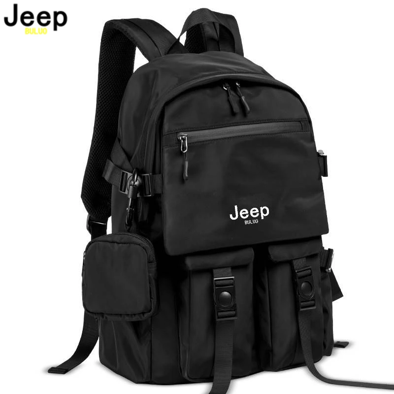 JEEP-BULUO 브랜드 남자 어깨 백팩, 캐주얼 하이킹 백팩 야외 스포츠 학교 가방 고품질 여행 노트북 도난 방지