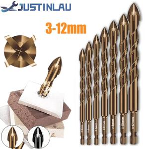 JUSTINLAU 크로스 육각 타일 비트, 유리 세라믹 콘크리트 구멍 오프너, 합금 삼각형 드릴, 크기 3mm, 4mm, 5mm, 6mm, 8mm, 10/12mm