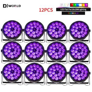 LED 파 라이트, 18x18w RGBWA UV, 6 인 1 플랫 파 라이트, DMX512 전문 무대 조명 장비, 디스코 파티 바, 12 PCs/세트