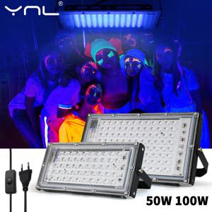 UV LED 램프 투광 조명, 야외 무대, 220V 네온 파티, 형광 UV 블랙 라이트, 365nm, 50W, 100W