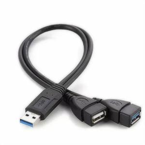 노트북 컴퓨터용 범용 USB 3.0 2.0 수-듀얼 USB 3.0 암 잭 스플리터, USB 허브 데이터 케이블 어댑터 코드, 2 포트