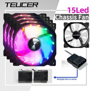 Teucer PC 케이스 냉각 선풍기, 데스크탑 섀시 전원 12V, 큰 4 핀, LED 12cm 유압 베어링, 조용한 링크 환풍기 라디에이터, 120mm