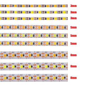 초박형 PCB LED 스트립 라이트, 유연한 테이프, DC IP21 방수 불가, 따뜻한 내추럴 화이트, 1 LED 컷, 5V 2835 120LEDs/m, 8mm, 3mm, 5mm