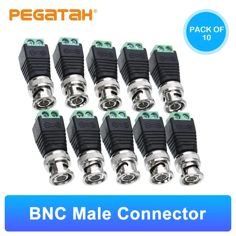 AHD 카메라용 BNC CCTV 커넥터, CVI 카메라, TVI 카메라, CCTV 카메라 동축, Cat5, Cat6 케이블용, 2 개, 5 개, 10 개, 무료 배송