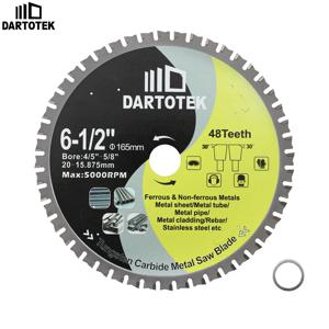 DARTOTEK 단단한 합금 절단 디스크 원형 톱날, 금속판 절단용, 강철 막대, 금속 디스크 커터, 165mm, 48T, 1 개