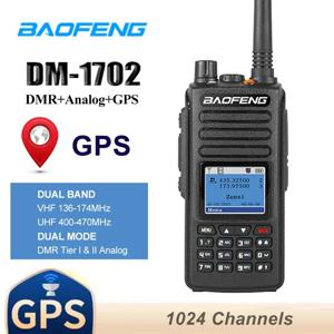 Baofeng DM-1702 GPS DMR 디지털 라디오 듀얼 타임 슬롯 워키토키, 5W 듀얼 밴드 136-174 및 400-470MHz 햄 라디오