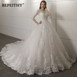 맞춤형 Vestido De Novia 3/4 소매 레이스 웨딩 원피스, 오픈 백, 빈티지 신부 드레스, 볼 가운, 핫 세일, 2022