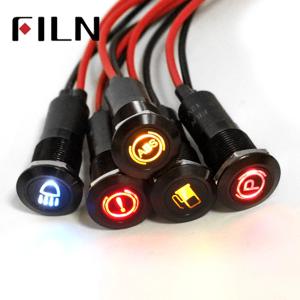 FILN 14mm 블랙 쉘 led, 빨간색 노란색 파란색 녹색 자동차 적용 기호, 12v led 표시등, 20cm 케이블 포함