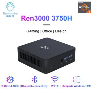 GenMachine 미니 PC AMD Ryzen 7 3750H CPU, 윈도우 10/11 DDR4 Ren3000 3750H 데스크탑 USB, 와이파이 5 1000M AMD NUC 게임용 컴퓨터, 신제품