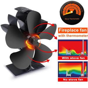 선풍기 열 구동 벽난로 선풍기 통나무 우드 버너, 에코 선풍기 조용한 벽난로 선풍기 히터, 5 블레이드 스토브, 가정용 효율적인 열 분배