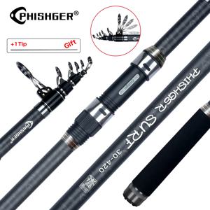 PHISHGER 텔레스코픽 서핑 스피닝 로드, Power80-150g 30T 탄소, 여행 서핑, 해안 캐스팅, Biutifu 낚싯대, 3.6 m, 4.2 m, 4.5m