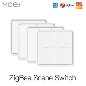 MOES 4 Gang Tuya ZigBee 무선 12 씬 스위치 푸시 버튼 컨트롤러, 배터리 구동 자동화 시나리오 Tuya 장치용