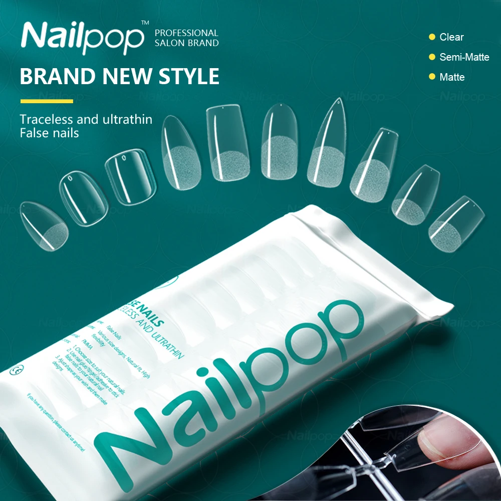 NAILPOP-인조 손톱, 아크릴 프레스 손톱, 관 인공 손톱, 투명 가짜 손톱 팁, 확장 매니큐어 도구, 120 개