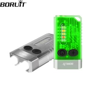 BORUiT V10 EDC 키 체인 LED 형광 손전등, C타입 충전식 토치, 작업등, 자석 버저, 365nm UV V3 플러스 랜턴