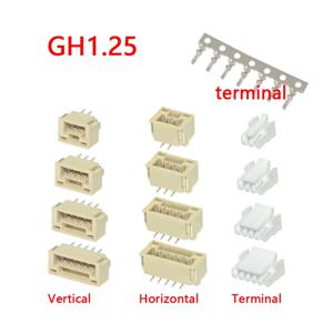 잠금 커넥터 포함 소켓 핀 헤더, 수직 수평 JST 하우징 터미널, GH1.25 GH 1.25 1.27 1.25mm, 2 3 4 5 6 7 8 10 p