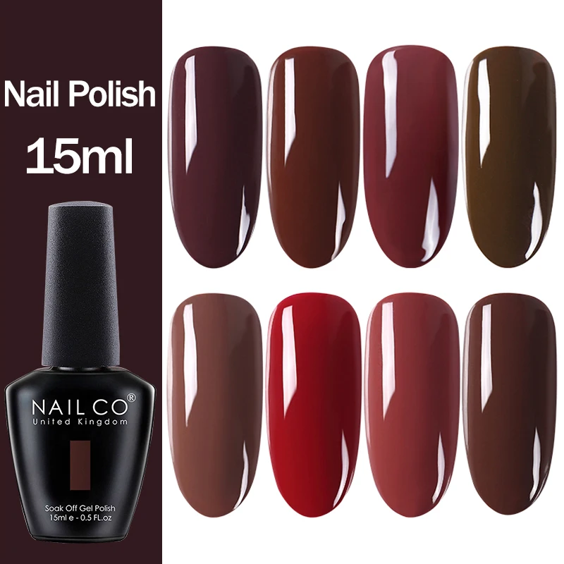 NAILCO 15ml 가을 브라운 색상 시리즈 젤 광택 커피 젤 매니큐어 겨울 붉은 Gellak 디자인 래커 네일 아트 매니큐어