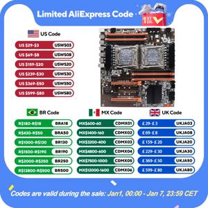 X99 마더보드 듀얼 CPU M.2 LGA 2011 V3 E-ATX USB3.0 SATA3 8 DIMM DDR4 지지대 제온 프로세서 슬롯 2011-3