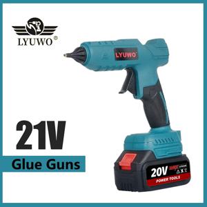 LYUWO 무선 핫멜트 글루건, 휴대용 리튬 배터리 충전, 접착제 스틱, DIY 유지 보수 도구, 21V, 100W, 280 ° C, 10 개, 11mm