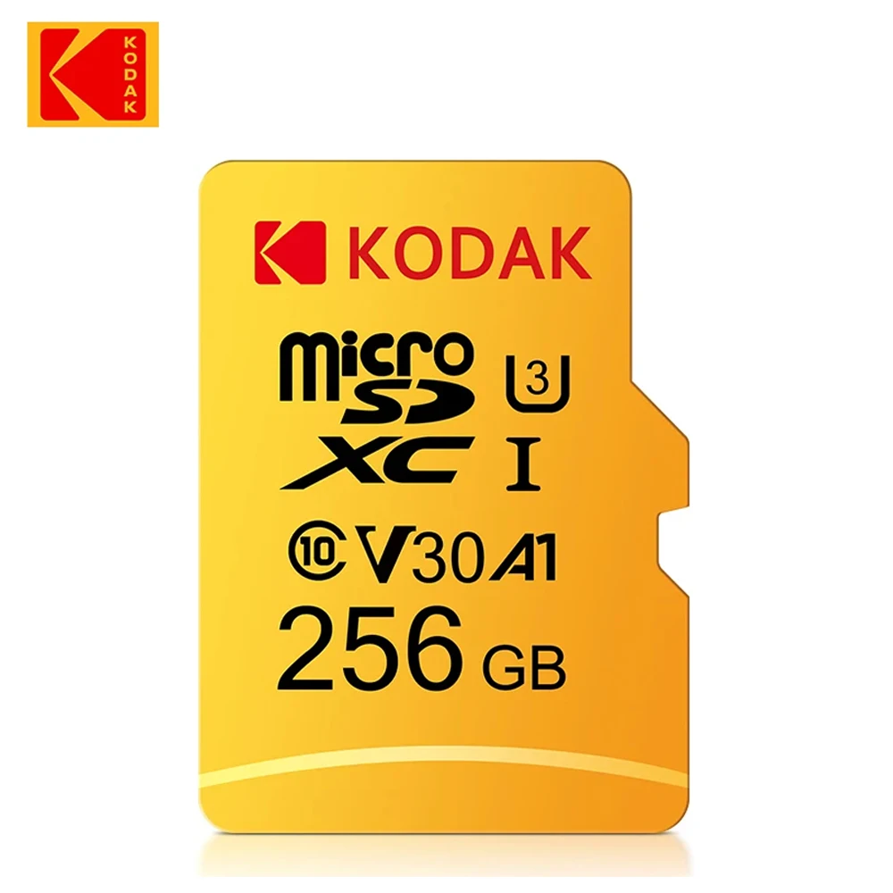 KODAK 마이크로 SD 플래시 TF SD 카드, Class10 U3 V30, 4K 메모리 카드, 휴대폰 드론 카메라용, 64GB, 32GB, 128GB, 256GB