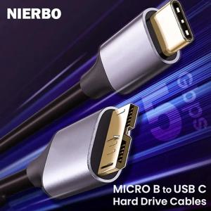 NIERBO USB C-마이크로 B 코드 하드 드라이브 케이블 꼰 USB 3.0 타입 C 남성-마이크로 B 남성 케이블