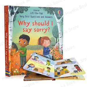 첫 번째 질문과 답변: 왜 미안해요? Usborne Lift the flap 어린이 활동 영어 도서 몬테소리