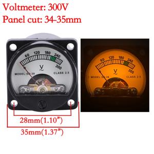 아날로그 전류 계량기 패널 포인터 유형, LED 노란색 배경 조명, 오디오 앰프 DIY용, 34 전압계, AC 300V, 1PC
