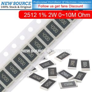 (10 개) 2512 SMD 저항기, 2W 1% 10R0 1000 100R 1R00 51R0 2R00 20R0 1003 4R70 1K 1.2K 2.2K 3.3K 4.7K 5.1K 10K 100K 1M 0-10M 옴