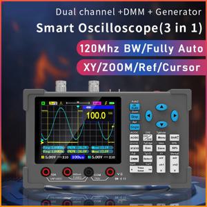 디지털 멀티미터 신호 발생기, 듀얼 채널, 120Mhz 대역폭, 250MSa/s 샘플링 속도, 휴대용 오실로스코프, 3in 1