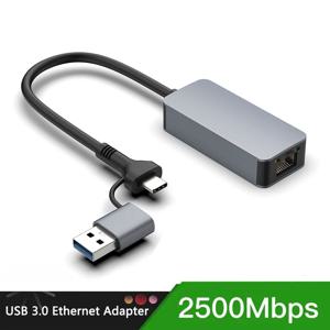 2500Mbps 네트워크 카드, USB C 타입 이더넷-RJ45 유선 어댑터, 2.5G USB 3.0 컨버터 랜 카드, PC용 윈도우 7 8/10 ,2500Mbps Network Card ,USB C Type-C Ethernet To RJ45 Wired Adapter, 2.5G USB 3.0 Converter Lan Card for Windows 7/8/10 for PC