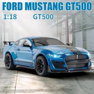 대형 1/18 머스탱 ShelbyGT500 합금 다이캐스트 럭셔리카 로고 모델, 4 도어 열 수 있음, 어린이 장난감 크리스마스 선물용 금속 차량