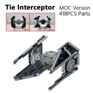 TIE 인터셉터 디펜더 MOC 빌딩 블록, 제국 함대 황제 로얄 가드 파이터, DIY 브릭, 우주 수집 장난감, 418 개