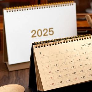 저널 GO 심플 무지 스타일 책상 달력 2025, 휴대용 탁상 달력, 스탠딩 캘린더, 학교 사무용품