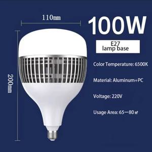 슈퍼 파워 E27 LED 전구 차고 조명, 가정용 조명, 100W 고휘도 전구 LT012-S, 220V, 11x20cm, 1 개